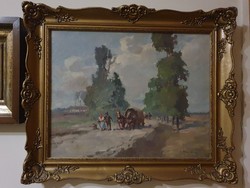 Collector's sale /cs.Farkas lőrinc painting: wanderers /
