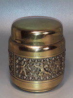Erhard & Son jelzett puttó mintás  aranyozott réz cigaretta tartó kínáló doboz darabáron