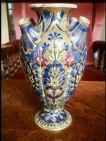 FISCHER J. különleges váza , antik, gyönyörü szinekkel