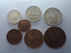 Orosz 1, 2, 3, 5, 10, 15, 20 Kopek sor - 7db Kopek pénzérme 1961-1979-ig - Kopek LOT eladó