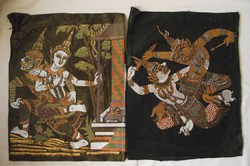 Keleti kézzel festett textil,textilkép 2db ( falikép)