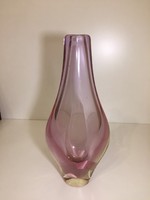 Halványlila cseh kristályüveg váza (16)
