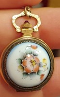 Chick necklace winding watch box with fire enamel cover cccp