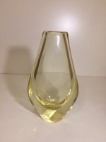 Miroslav Klinger sárga cseh kristályüveg váza (16)