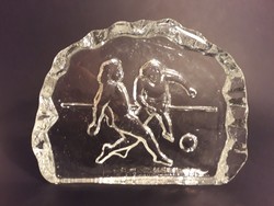 Futballista focis üveg levélnehezék asztal dísz 