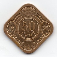 Holland Antillák 50 cent, 1991
