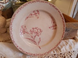Meseszép, szegfű mintás LUNEVILLE antik francia tányér 24,5 cm