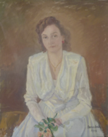 Női portré, 1949 - olaj, vászon, 80x100 cm, "Barabás" jelzéssel