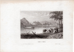 Buda és Pest (6), acélmetszet 1859, metszet, eredeti, 9 x 14 cm, Ofen, Pesth, Budapest, budai vár
