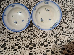 Gránit mély és fali tányérok apró kék virágos dekor és csík
