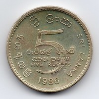 Sri Lanka 5 Rupia, 1986