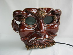 Ceramic mask faun devil head wall lamp