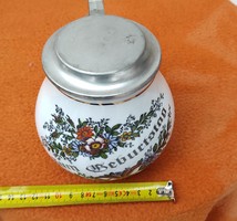 Jar of zum gebustag, for your birthday! For gifts and for collection, porcelain cup with tin lid! Sign