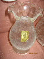 Régi repesztett  kristály  váza fátyol üveg váza