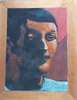 Portré temperával, 1973, Németh Lajos, Újpest (szemcsés felület, férfi arckép, fény és árnyék)