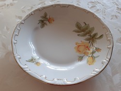 Régi Zsolnay porcelán sárga rózsás lapos tányér 1 db