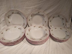 Festett Zsolnay tányér készlet porcelán tányérok  étkészlet 18 db
