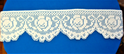Old, hand-crocheted rose and bow pattern shelf strip, cupboard strip