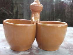 Népművészet-Mázas cserép sótartó-fűszertartó népi stílus méretes db- 23x11 cm