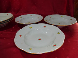 Zsolnay porcelán, apró virágos mélytányér, átmérője 23,5 cm. Vanneki!