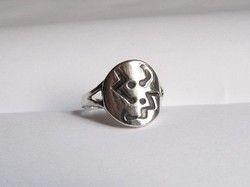 Kerek, indián szimbólumos ezüst gyűrű, új!