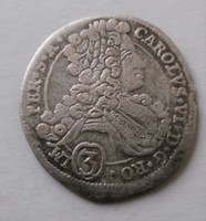 Ezüst III. Károly 3 Krajcár 1713 RR EF