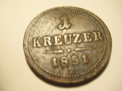 Egy krajcár / 1 kreuzer / 1851 B ,  bécsi veret  ,