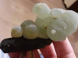 Kuriózum!! Prehnit boitrodal fekete turmalinon Ny Afrika, Maliból