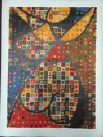 Victor Vasarely(1906-1997) 'Folklór' Nagy méretű szitanyomat, 55.5 x 74.5 cm,