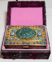 A beautiful, gilded-silver jewelry box with aventurine mineral - 9.