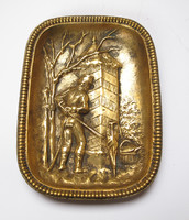 Soldier with sentry box, old bronze bowl.