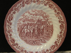 Angol Myotts bordó porcelán lapos tányér,dísztányér