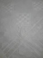 Antique, silk damask, monogrammed napkin, 63 x 60 cm