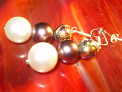 Hosszú shell-pearl 3 gyöngyös fülbevaló