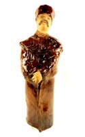 SIGNED LARGE TERRACOTTA GLAZED STATUE: PARASZT MAN!