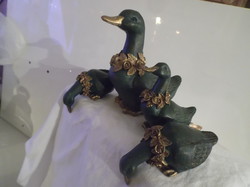 Statue - 4 pieces! Duck family - Italian - gold-plated - exclusive - ceramic - 14 x 13 x 6 cm 9 x 4 x 4 cm