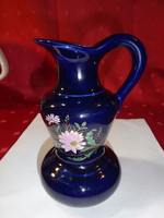 Kobalt kék alapon, gyönyörű virággal díszített német porcelán kancsó. Vanneki!