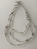 Háromsoros modern nyaklánc, nyakék, 46 cm