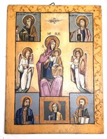 FK/002 - Mária a gyermek Jézussal, angyalokkal és evangelistákkal – Fára festett ikon