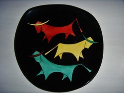 Retro , bikákat ábrázoló fali tányér , 22.5 cm