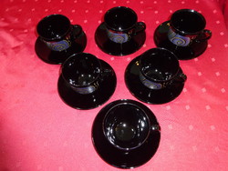 Arcaros france fekete üveg teáscsésze + alátét, matricázott. Vanneki!