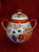 Japanese porcelain sugar bowl, brown border, height 12 cm. He has!