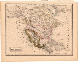 Észak - Amerika térkép 1840 (2), német, atlasz, eredeti, Pesth, 23 x 29 cm, Mexikó, Kanada, közép