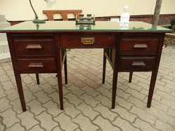 Jellegzetes antik szecessziós Lingel kis méretű íróasztal, üveglappal, SZÁLLÍTÁSSAL!