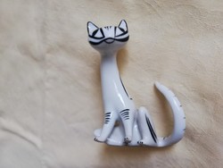 Hollóházi porcelán art deco cica macska