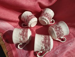 5 darab angol jelenetes porcelán csésze