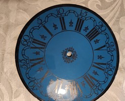 Clock dial, enamel, fire enamel wall clock, table clock blue enamel. Battery-powered, quartz structure, complete clock