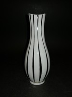 Hollóházi fekete-fehér csíkos porcelán váza - EP