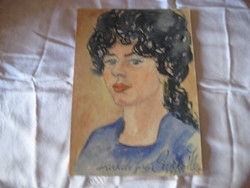 Ilona Szarka / Szentes / Female Portrait, Beautiful Watercolor 22 x 31 cm