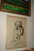István Huber: elbowing woman charcoal